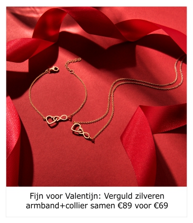 Fijn voor Valentijn: Verguld zilveren armband+collier samen €89 voor €69