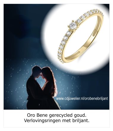 Oro Bene gerecycled goud verlovingsringen met briljant