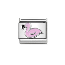 33020243 Zilver Nomination Flamingo Roze