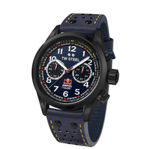 TWVS94 Zwart met blauw TW Steel horloge Red Bull chrono leren band