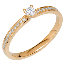 GLIMMER A02 Rosé gouden trouwring-verlovingsring met 0.22 briljant 2.0 mm