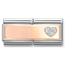 43072102 Nomination Dubbel Rosé Silver Glitter Hart