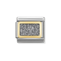 03028038 Elegance Silver Glitter Nomination schakel emaille met goud