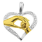 .3.0 gram tricolour gouden hanger hart moeder-kind + 0.08 briljant 24x21 mm