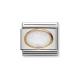 03050207 witte opaal ovaal Nomination schakel kleursteen met staal en goud